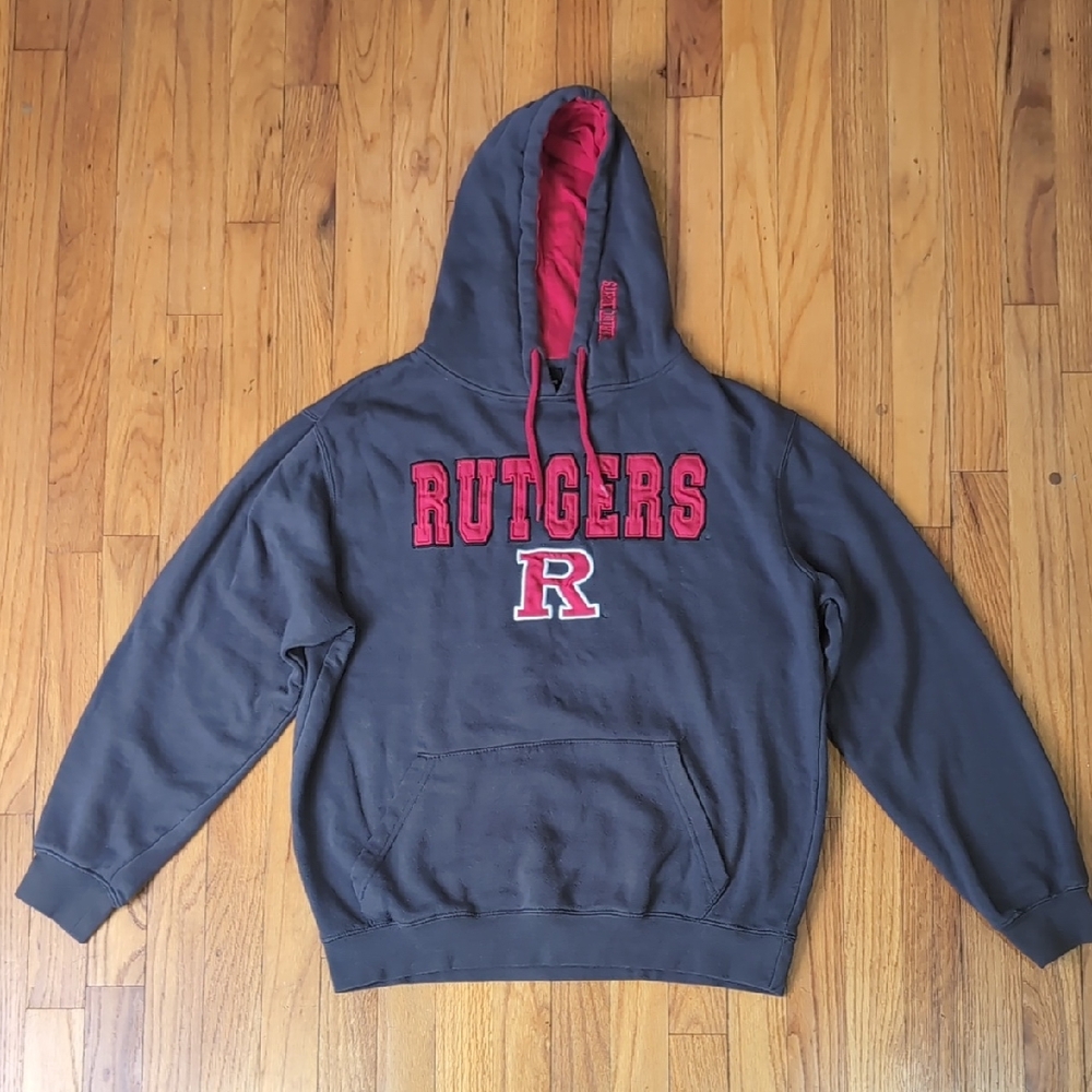Colosseum Gray and Red Sweatshirt Rutgers Edition